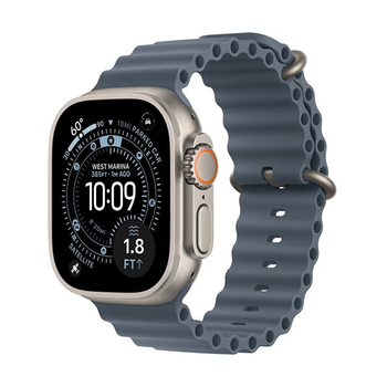Apple Watch Ultra 3 Titan − Ocean Armband (Natur / Blau)