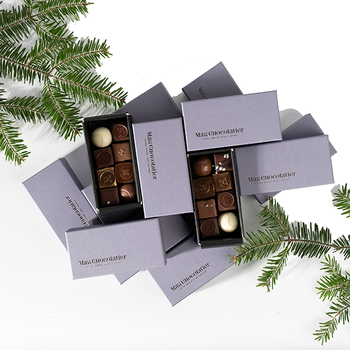 Max Chocolatier Schachtel mit 8 assortierten Winterpralinen